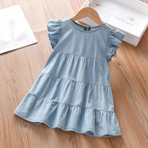Little maven 2022 Baby Girls Summer Dress Denim Children Casual-TB00848-Veeddydropshipping